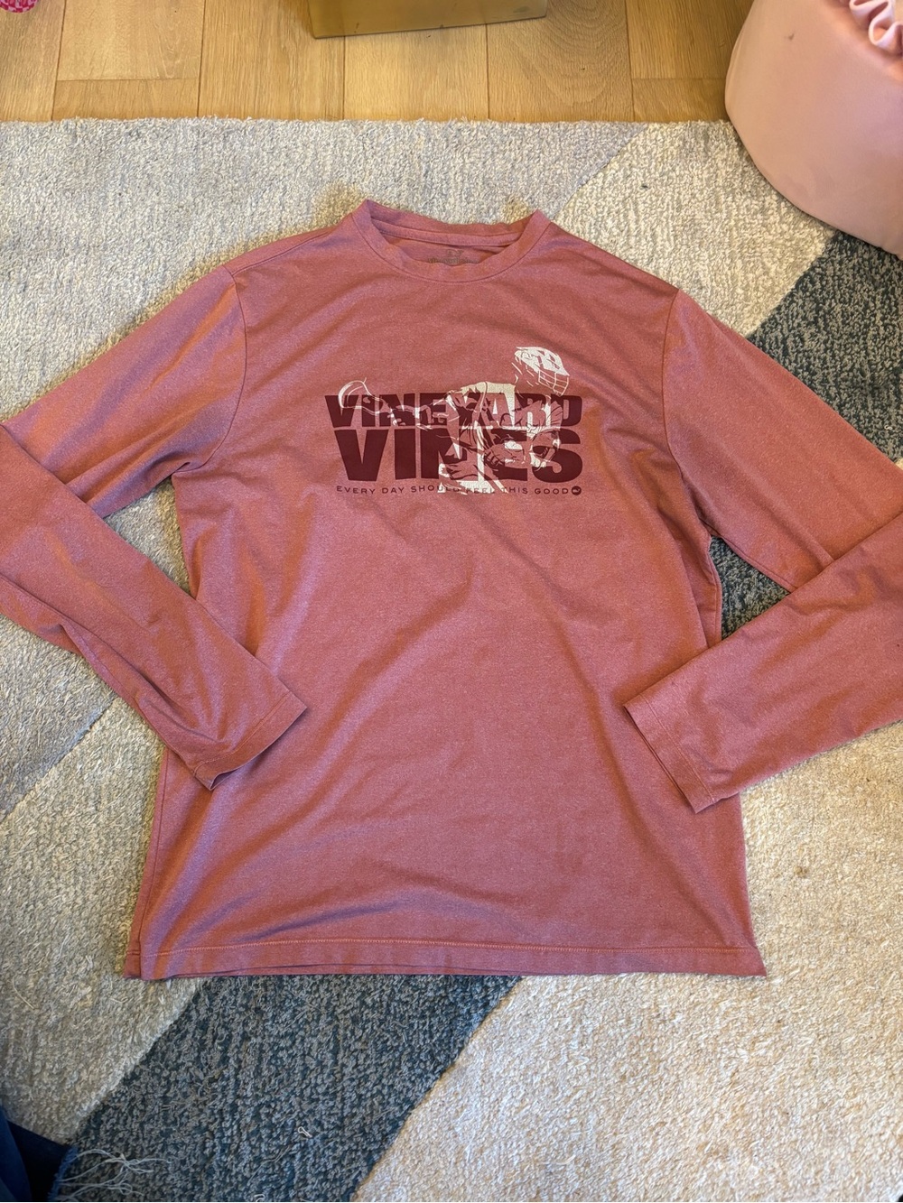 Vineyard Vines Kids Long Sleeve Performance Tee Shirt Lacrosse Logo Size L (16)